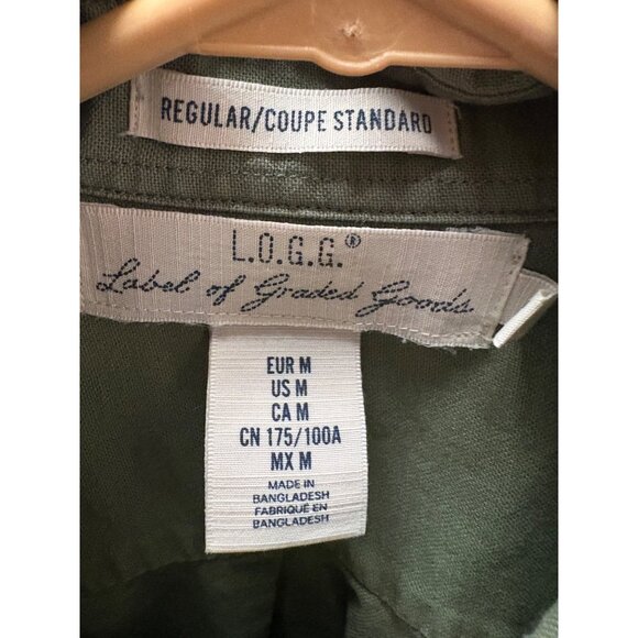 H&M L.O.G.G. Mens Olive Green Button-Up Shirt Regular Fit 100% Cotton Size Mediu - Picture 5 of 7